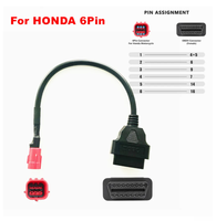 Câble de diagnostic moto avec connecteurs 4 et 6 broches, adaptateur OBD2 16 broches pour scanner de codes de panne Honda