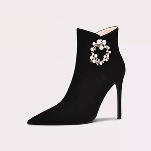 Da lộn trên màu đen Stiletto <span class=keywords><strong>cusp</strong></span> khởi động cho phụ nữ giản dị xã hội giày mùa đông với ngón chân nhọn tính năng thoáng khí mùa thu gót chân - Product Image 1