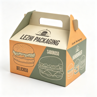 Emballage alimentaire personnalisé pour boulangerie, boîtes à emporter pour le déjeuner, boîtes en carton blanc imprimées, boîtes en papier personnalisées avec poignée