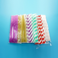Pailles en plastique colorées pour fête, jetables, emballées individuellement, en PLA ou PP