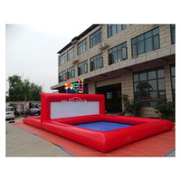 Terrain de volley-ball de plage gonflable géant de haute qualité en PVC vinyle rouge de qualité commerciale pour l'extérieur, 40x20x8 pieds, idéal pour les événements
