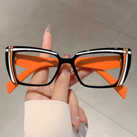 Kacamata Wanita Model Cat Eye Dua Warna Anti Blue Light, Frame Kacamata Optik Trendy, Bingkai Kacamata Wanita