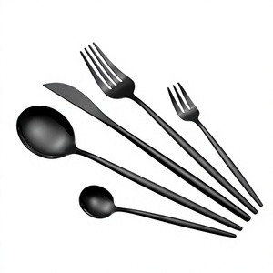 Juego de Cubiertos Clásicos de 5 Piezas, Cuchara, Tenedor y Cuchillo, Acabado Negro Mate, para Hotel y Restaurante, Personalizable, Bajo MOQ - Product Image 1