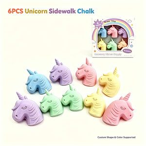 <span class=keywords><strong>Craie</strong></span> de trottoir géante licorne non toxique et sans poussière, 6 pièces, colorée, en sulfate de calcium, personnalisée pour les fêtes d'enfants - Product Image 6