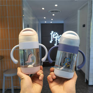 แก้วน้ำเด็กแบบมีหลอดดูด ลายการ์ตูน ป้องกันการสำลัก แก้วน้ำเด็กพกพาสะดวก พร้อมหูจับ ขวดน้ำพลาสติกสำหรับเด็ก - Product Image 2