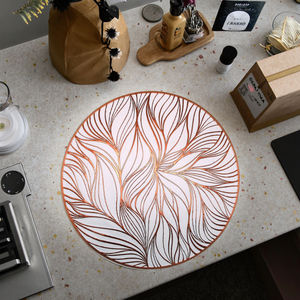 Vente en gros Décorations de table en cuir artificiel PVC marron Napperons et sous-verres avec tapis d'égouttage Type de tampon pour bols et tables - Product Image 1