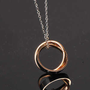 Stainless Steel Double Layer Pendant <b>Necklace</b> With Cross Heart Design For <b>Couples</b> Gift Black Rose Gold - Product Image 4