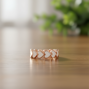 Bague F1575 en forme de cœur, plaquée or rose, émail, unisexe, romantique, à porter au quotidien, bijoux pour la Saint-Valentin, taille 8 - Product Image 2