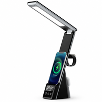 Lampe de bureau pliable avec chargeur sans fil 15W Qi, station de charge avec 3 modes d'éclairage, affichage numérique pour la maison, le bureau et l'étude