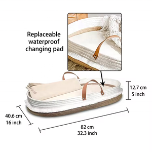 Cesta Moisés de Cuerda 100% Algodón Homeplus para Recién Nacidos, Organizador Moderno Personalizable para Pañales de Bebé, Cama <span class=keywords><strong>Plegable</strong></span> para Cambio de Pañales para Nuevos Padres - Product Image 5