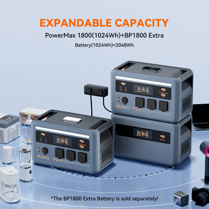 สถานีพลังงานพกพา PowerMax 1800แบตเตอรี่ LiFePO4ความจุ1024วัตต์ชั่วโมงอินเวอร์เตอร์สัญญาณไซน์บริสุทธิ์เอาต์พุต USB Type‑C, AC และ DC - Product Image 3
