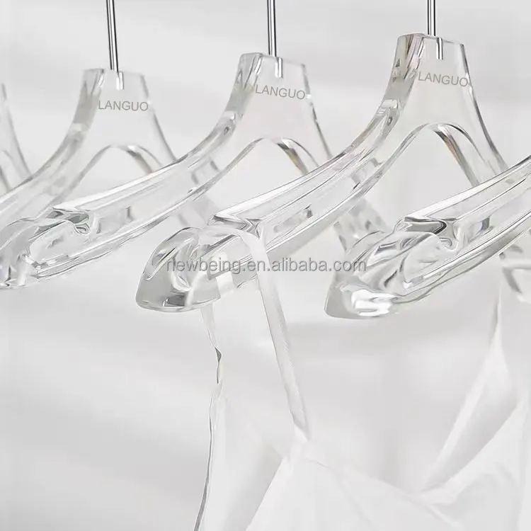 Wholesale Custom Transparent Clothes Acrylic Hangers Solid Chrome Gold Coat Acrylic Hanger Clear