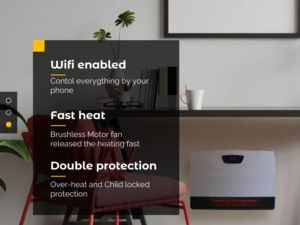 Radiateur soufflant horizontal intelligent à quartz 1500W avec télécommande et contrôle tactile pour hôtels, maisons et usage commercial - Product Image 5