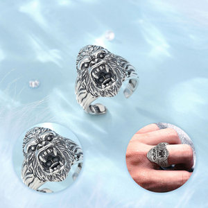 Changda 925 Sterling Silver Amulet Graduation <strong>Jewelry</strong> Men Wedding <strong>Unique</strong> Vintage Compass Pentacle Pentagram Ring - Product Image 5