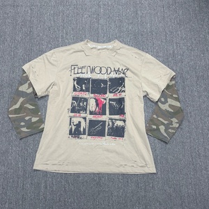 T-shirt vintage en jersey long à deux couches, manches longues, camouflage patchwork, surdimensionné, en coton, streetwear, impression par sublimation - Product Image 1