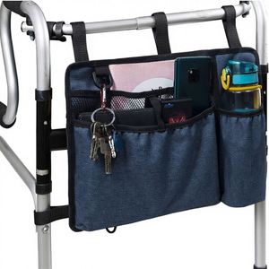 Panier de rangement pour déambulateur avec porte-gobelet, adapté aux déambulateurs pliants pour adultes, organisateur de rollator, pochette de transport et de rangement - Product Image 1