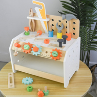 Juego de Herramientas de Madera Montessori, Banco de Trabajo para Niños, Regla, Tuercas, Tornillos, Martillo, Alicates, Juguete de Aprendizaje de Motricidad Fina y Juego de Roles