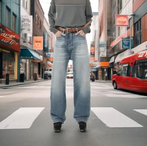 กางเกงยีนส์หลวมสไตล์วินเทจสำหรับผู้ชายกางเกงยีนส์แฟชั่นผ้าฝ้าย100% สั่งทำได้จากผู้ผลิต12ออนซ์ปรับแต่งได้ - Product Image 1