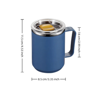 Mug Kopi Stainless Steel 15oz, Botol Air Dinding Ganda, Tumbler Vakum Terisolasi untuk Perjalanan dengan Pegangan dan Tutup Anti Bocor, Bebas BPA