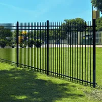 Clôture en acier moderne à sommet plat, avec piquets thermolaqués, pour isolation extérieure de jardin, avec modélisation 3D, écologique
