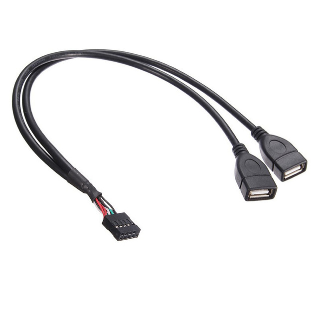 High Quality MotherBoard 9Pin Turns USB2.0 Two Extension Line Main Board Female Header to Dual USB 2.0 Female Adapter Cable