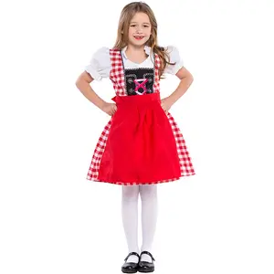 Deutsch Bayerisches traditionelles Oktoberfest-Kleid Party Kinder Bier Dienstmädchen Kostüm Oktoberfest rotes bayerisches deutsches elegantes Kostüm