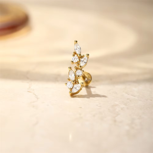 F136 Titan rõ ràng CZ với chuỗi phẳng trở lại Bông tai sụn tai Stud labret ốc xà cừ Helix <span class=keywords><strong>piercing</strong></span> đồ trang sức - Product Image 3