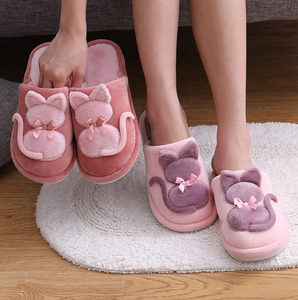 Chaussons d'hiver pour femmes, chaussures de chat de dessin animé, chaussons d'intérieur doux et chauds pour l'hiver, chaussons de chambre à coucher pour les couples, chaussures en dropshipping - Product Image 1