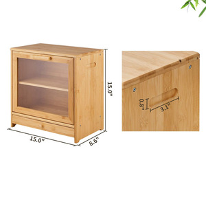 Cucina Vintage scatola di pane di bambù 2 strati di grande capacità di cibo multifunzione contenitore di legno pane contenitore con finestra di <span class=keywords><strong>vetro</strong></span> - Product Image 6