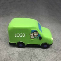 Fournisseur de jouets anti-stress en forme de bus en mousse PU miniature avec logo personnalisé, jouet à presser pour soulager l'anxiété