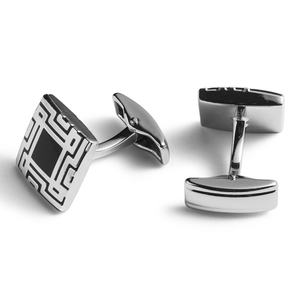 Gemelos de esmalte suave con logotipo plateado y negro para camisa de esmoquin, estilo empresarial - Product Image 4