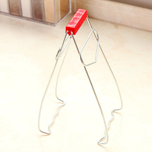 Pinces à assiettes et bols en acier inoxydable avec poignée rouge pour usage en cuisine, ensemble de 2 pièces - Product Image 3