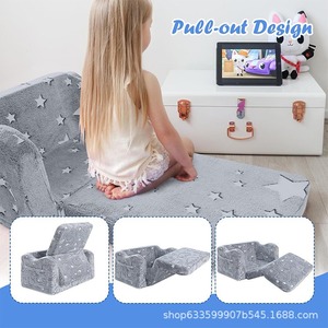 Giving Tree <b>Kids</b> <b>Sofa</b> Foldable Glow In Dark Velvet Baby Nap Chair With Handrails For Children 3 Years And Above - Product Image 4