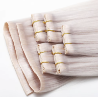 Extensions de cheveux invisibles en PU, 100 % cheveux humains, double trame, double trou, style russe