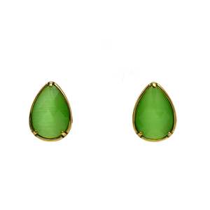 Boucles d'oreilles tendance en forme de goutte d'eau avec pierre verte, plaqué or PVD, en acier inoxydable 316L, durables et résistantes - Product Image 1