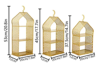 Nicro Prix d'usine Présentoir à trois niveaux en fer doré pour fruits, desserts, gâteaux et bonbons, Centre de table Ramadan, Décoration de maison Aïd Moubarak