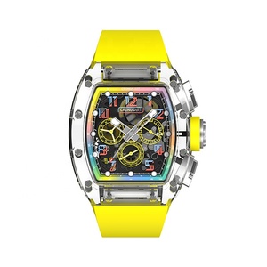 Đồng hồ đeo tay cơ khí hình thùng cao cấp của nam giới, thiết kế mặt số sáng tạo sáng tạo với dây đeo cao su và khóa bướm - Product Image 2