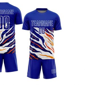 Tenue de football bleu roi ou ensemble short, motif dynamique, kit de football respirant haute performance pour l'entraînement en équipe et les matchs de ligue - Product Image 2