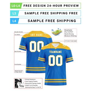 Jersey Sepak Bola Amerika Grosir Cetak Sesuai Permintaan OEM ODM Nama Tim Kustom Seragam Olahraga Bernapas FBJ02-250607-14 - Product Image 3