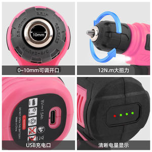 Tournevis électrique rechargeable Hi-Spec 8V, batterie au lithium, outil de bricolage domestique, rose, perceuse multifonctionnelle - Product Image 3