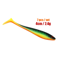 Sea şarkı deniz bas 70mm2.4g ördek perdeli deniz suyu kuyruk toplu plastik PVC yumuşak yüzen yem balıkçılık yumuşak Lures