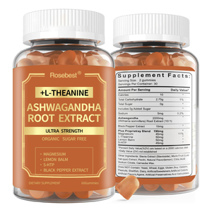 Thực phẩm bổ sung kẹo dẻo chiết xuất rễ Ashwagandha 2000mg Rosebest OEM nhãn hiệu riêng, thuần chay, bổ sung Magie và 5-HTP dành cho nam và nữ - Product Image 1