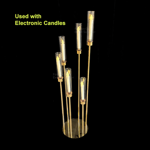 Высококачественный блестящий золотой и серебряный канделябр с 6 ветвями, подставка для свадебной дорожки - Product Image 2