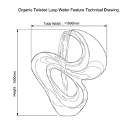 Sculpture abstraite en acier inoxydable en forme de cascade, fontaine miroir sur mesure pour aménagement paysager de cour et immobilier