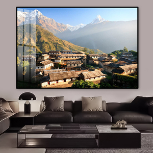 <span class=keywords><strong>Peinture</strong></span> en porcelaine cristalline avec cadre en aluminium, <span class=keywords><strong>paysage</strong></span> <span class=keywords><strong>de</strong></span> montagne enneigée imperméable 2026, pour la décoration murale <span class=keywords><strong>de</strong></span> la maison et <span class=keywords><strong>de</strong></span> l'hôtel - Product Image 1