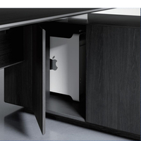 Table de bureau exécutive en MDF en forme de L, moderne et luxueuse, avec armoire latérale pour bureau de PDG ou de directeur