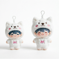 Porte-clés en peluche personnalisé pour garçon, personnage de dessin animé, poupée en peluche Husky à capuche, figurine d'anime, pendentif en peluche super doux, fabricant OEM ODM