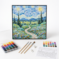 Kit de peinture par numéros personnalisé, paysage tourbillonnant ciel étoilé, peinture à l'huile pour adultes débutants, toile imprimée DIY, décoration intérieure, cadeau