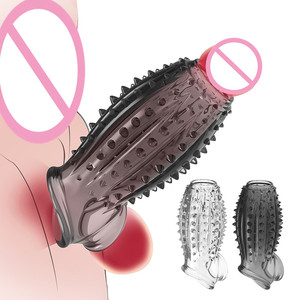 Funda para Pene de Silicona Reutilizable con Puntos Acordonados para Retrasar la Eyaculación, Condones Reutilizables para Hombres - Product Image 2