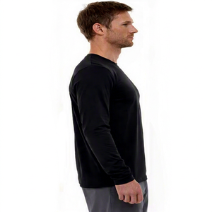 T-shirt à manches longues en jersey de coton et polyester léger 260 grammes, coupe slim, unisexe, homme, avec logo personnalisé. - Product Image 4